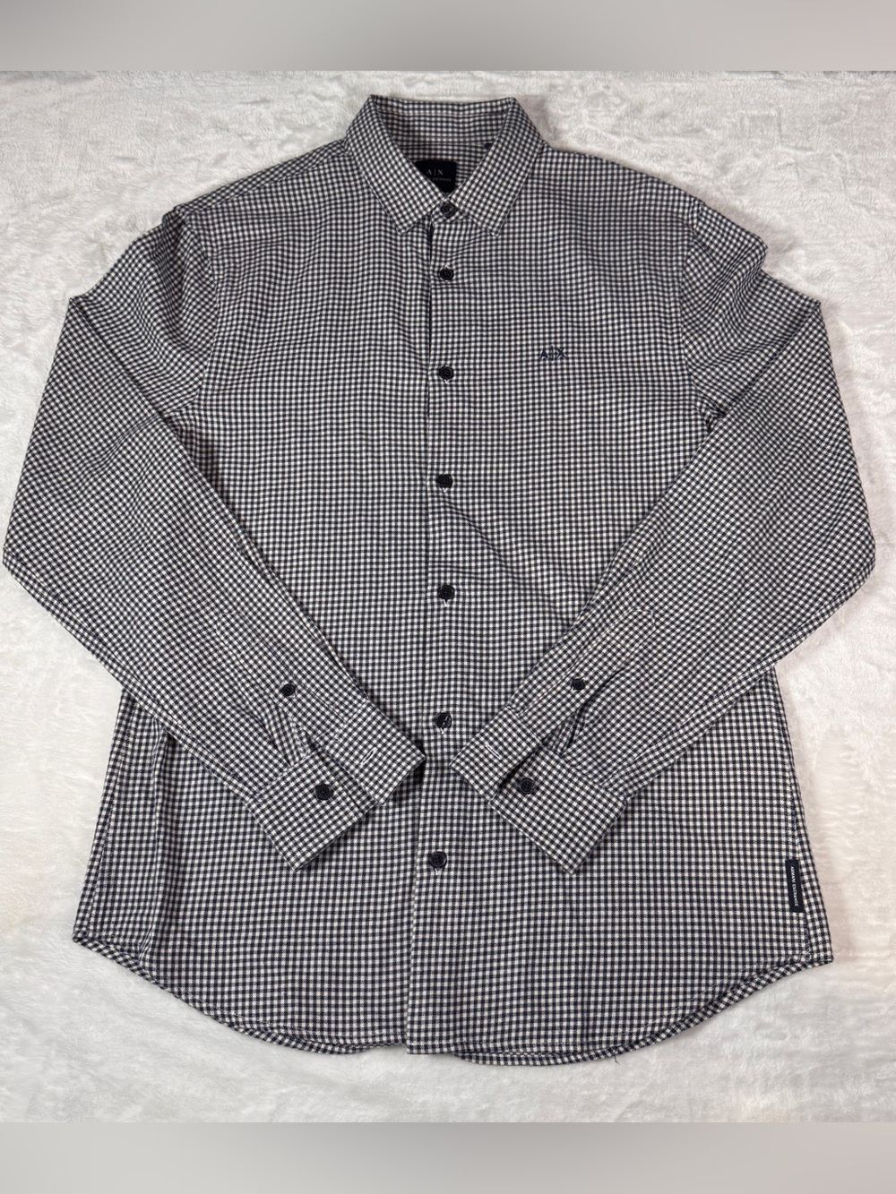Armani Exchange Men’s S Gingham Check Button Up Shirt